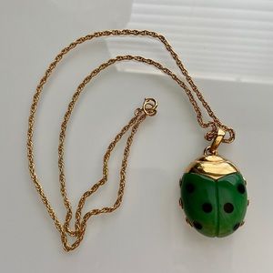 Vintage Crown Trifari Ladybug Pendant Necklace